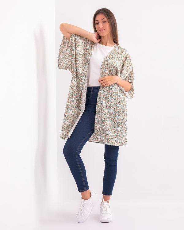 Desert Flower Night & Day Kimono in White