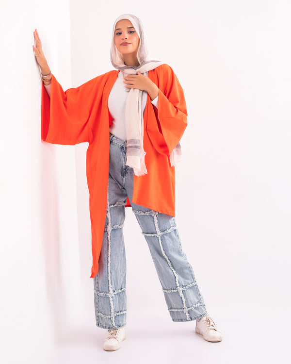 Elegance Unveiled Curved Kimono - Orange