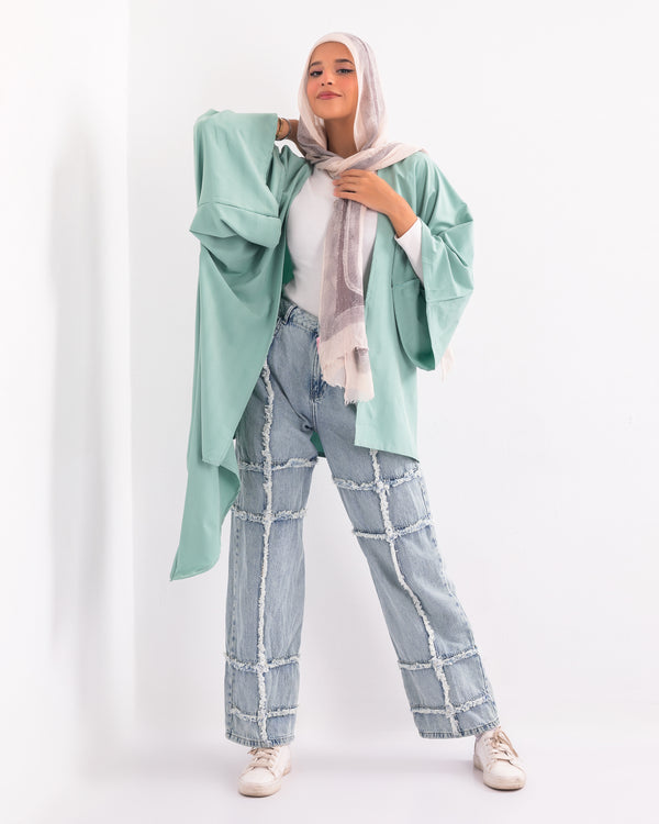 Elegance Unveiled Curved Kimono - Mint Green