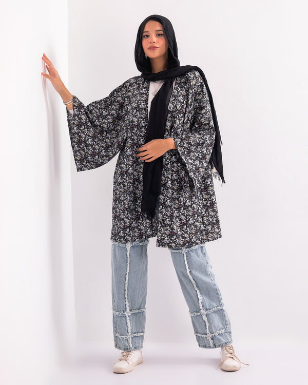 Garden Party Night & Day Kimono in Black