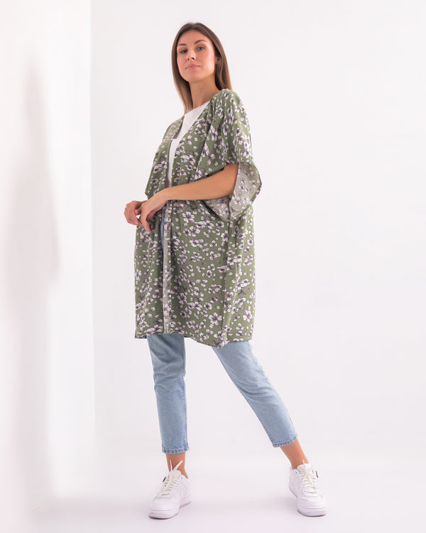 Mystic Garden Night & Day Kimono in Army Green