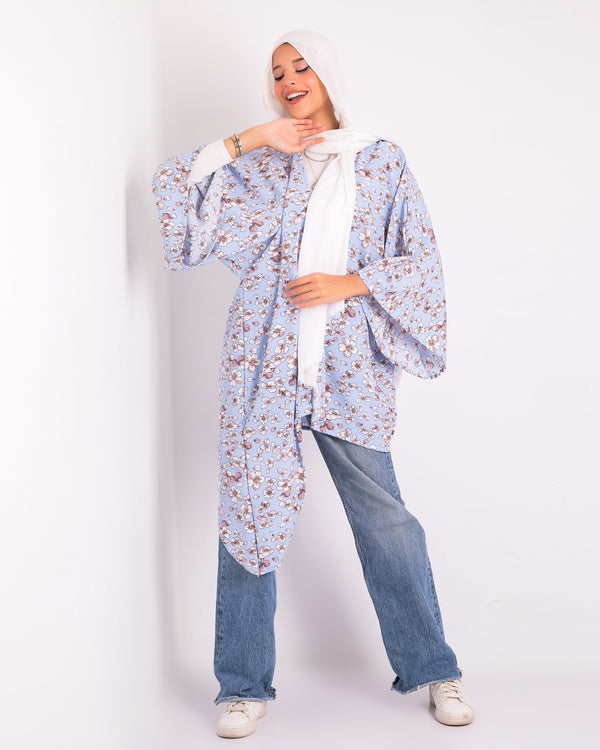 Elegance Unveiled Curved Kimono - Blue