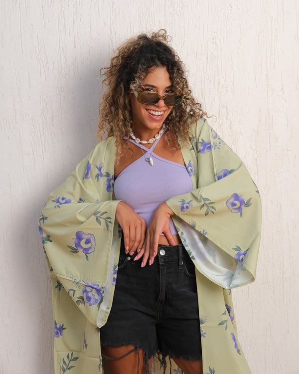 Vintage Glamour Gems Kimono - Light Green