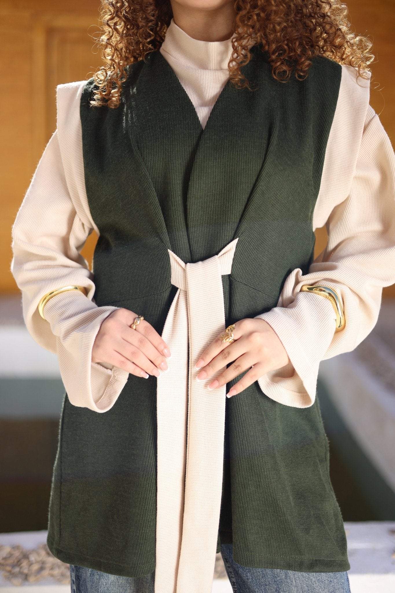 Green Wrap Vest – KIMONAT