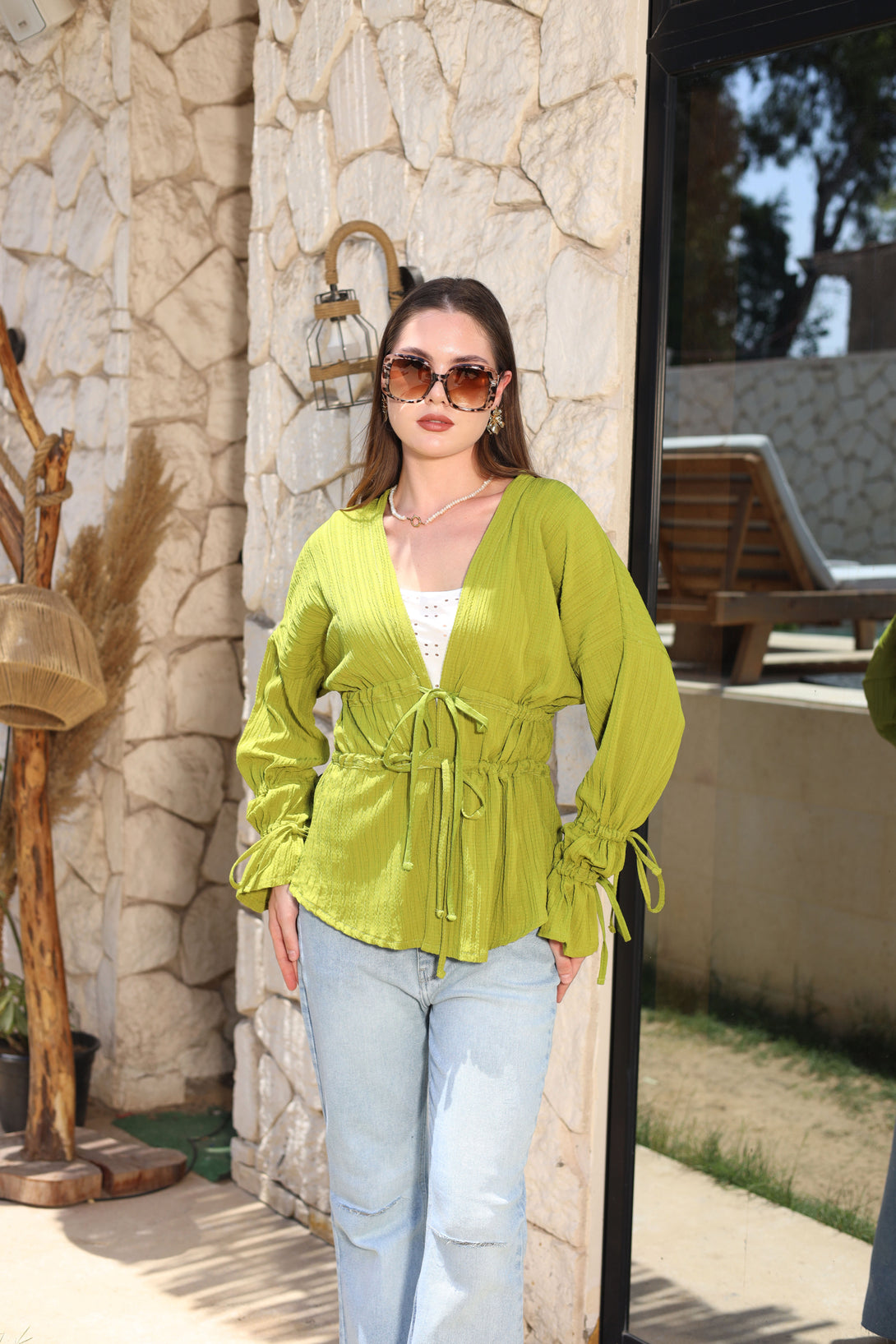 Twist Charm – Olive Pop | SHORT - KIMONAT