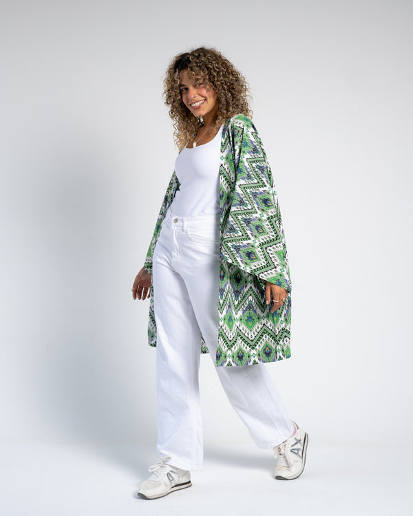 Grass Iconic Eye Night & Day Kimono in Green