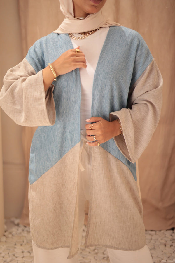 Sahara Linen Shade Kimono – Second Skin in Natural Light - KIMONAT