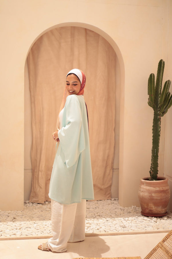 Seafoam Serenity Kimono - KIMONAT