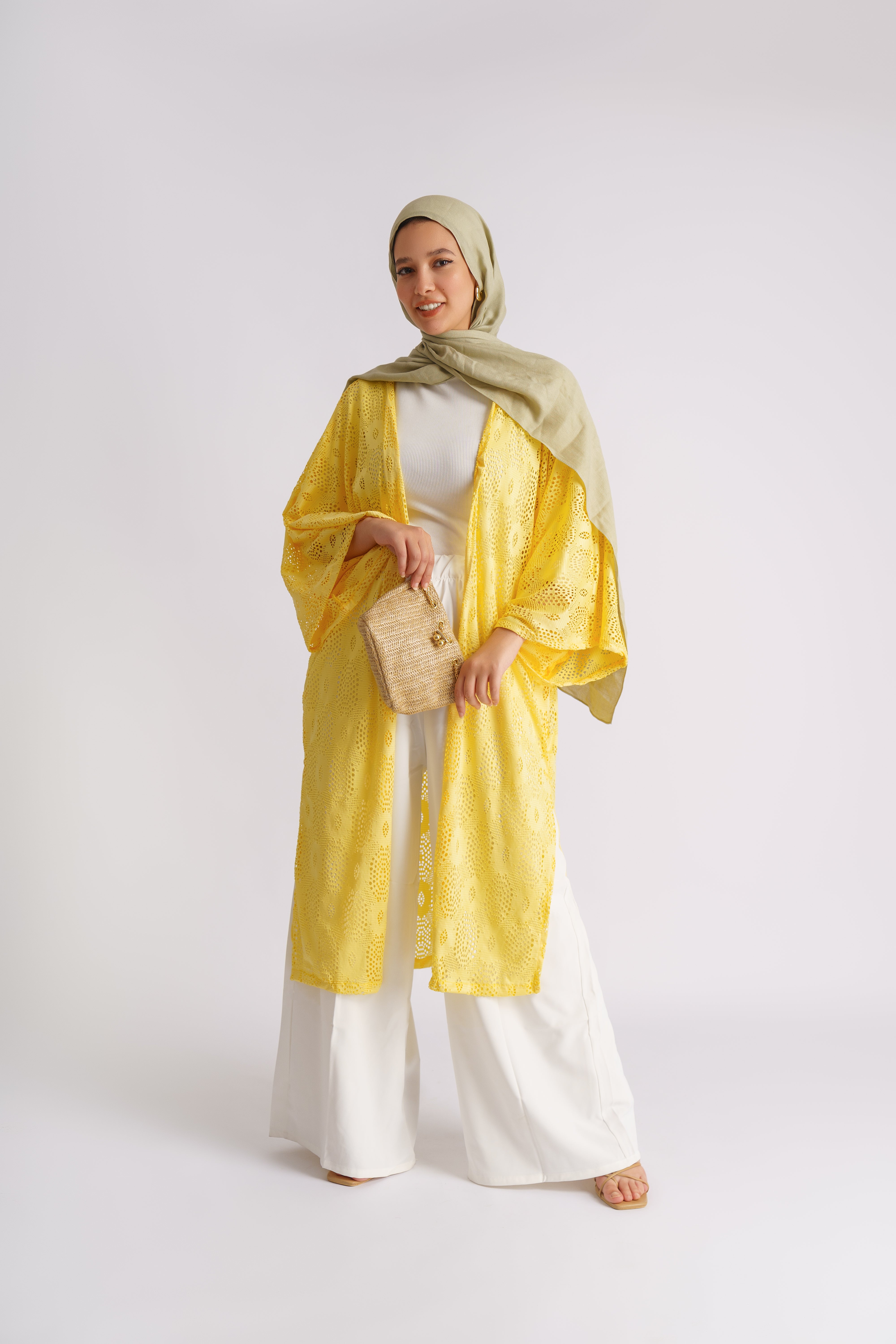 Lotus Luxe Kimono: Nile-Inspired Sophistication in Yellow