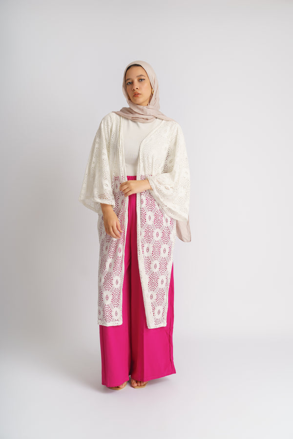 Lotus Luxe Kimono: Nile-Inspired Sophistication in White