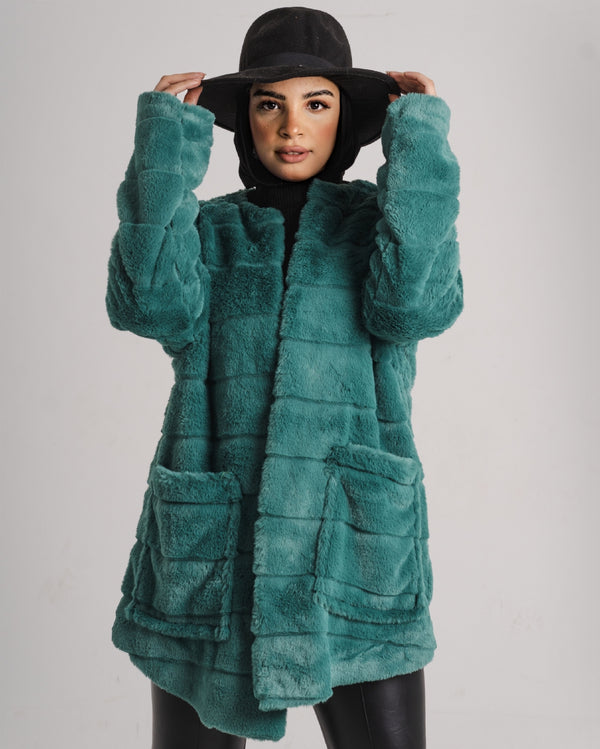 Winter Chic Kimono - Green Fur