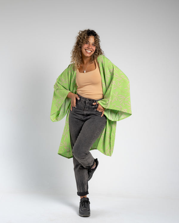 Golden Goddess Night & Day Kimono in Apple Green